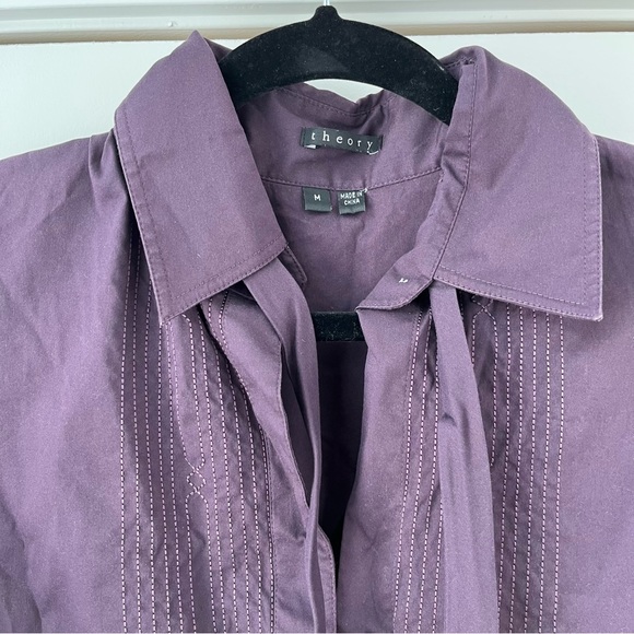 Theory purple button up top blouse M - Picture 3 of 8
